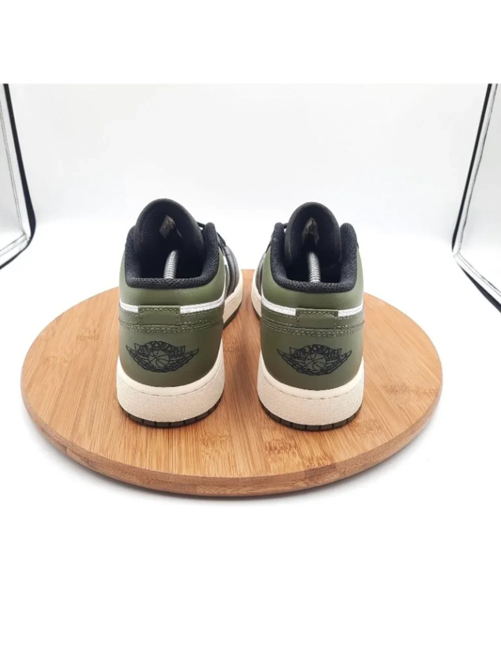 Nike Air Jordan 1 Low Womens Size 8.5 (7Y) Shoes Black Toe Olive Sneakers NEW